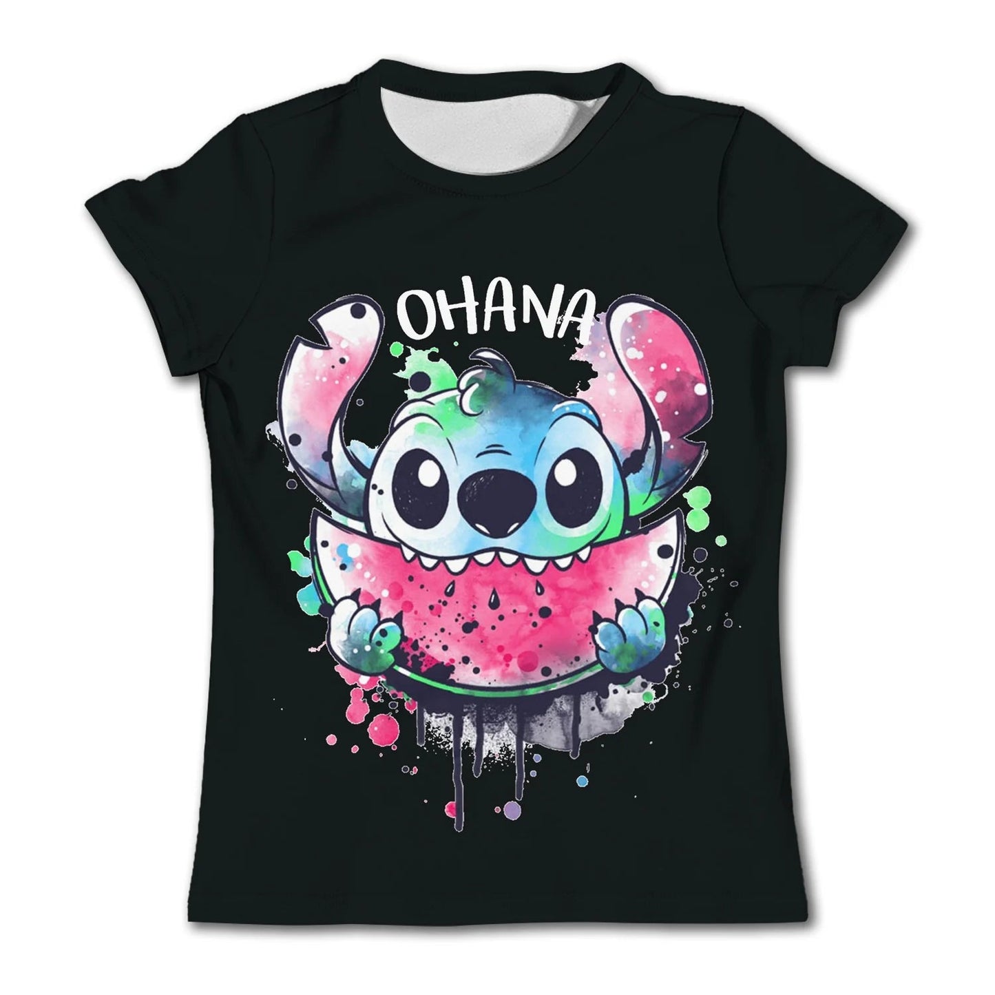 Cute Stitch printed girls T-shirt cartoon Disney children's short sleeved summer kids casual T shirts boy sports shirt quick dry - Slobuy