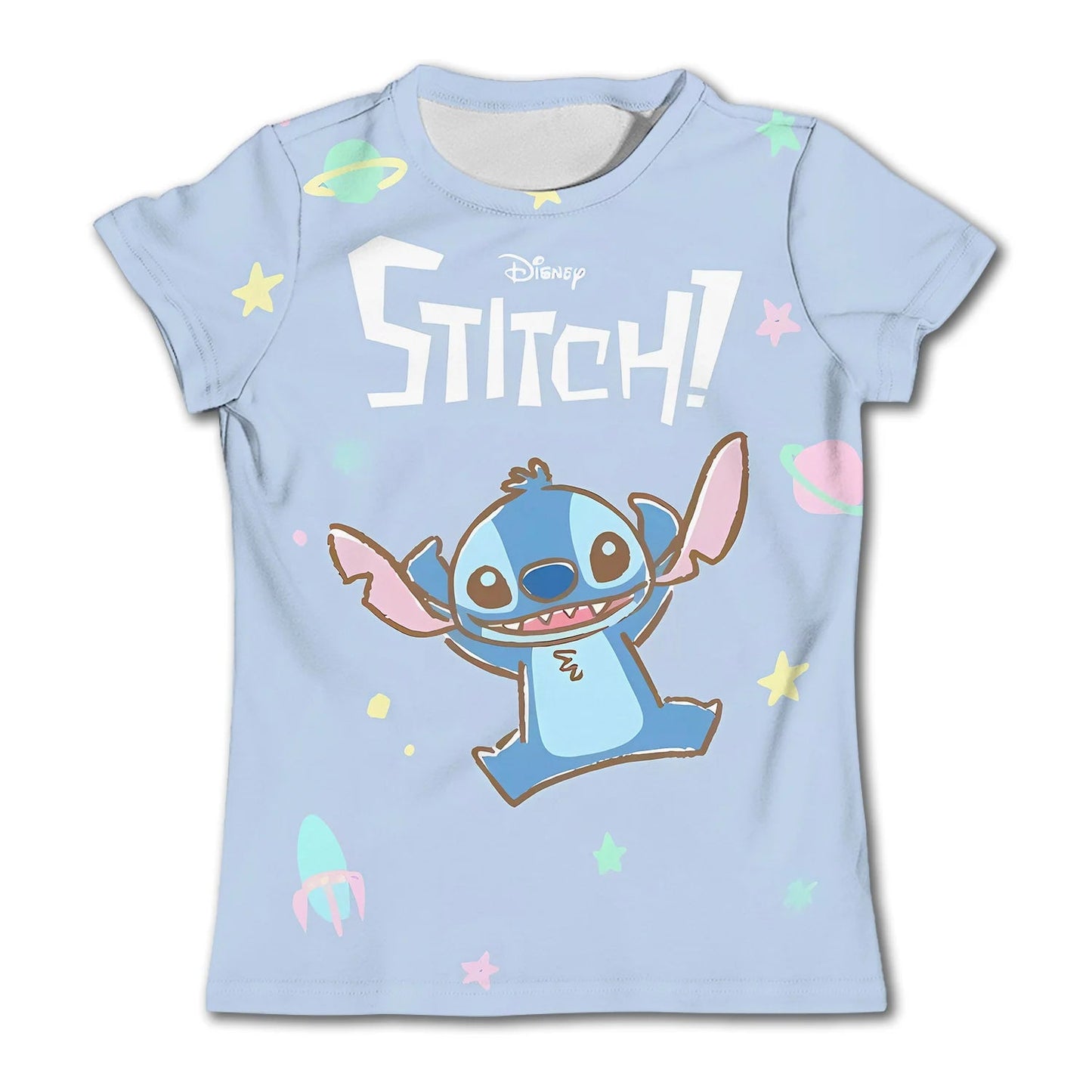 Cute Stitch printed girls T-shirt cartoon Disney children's short sleeved summer kids casual T shirts boy sports shirt quick dry - Slobuy