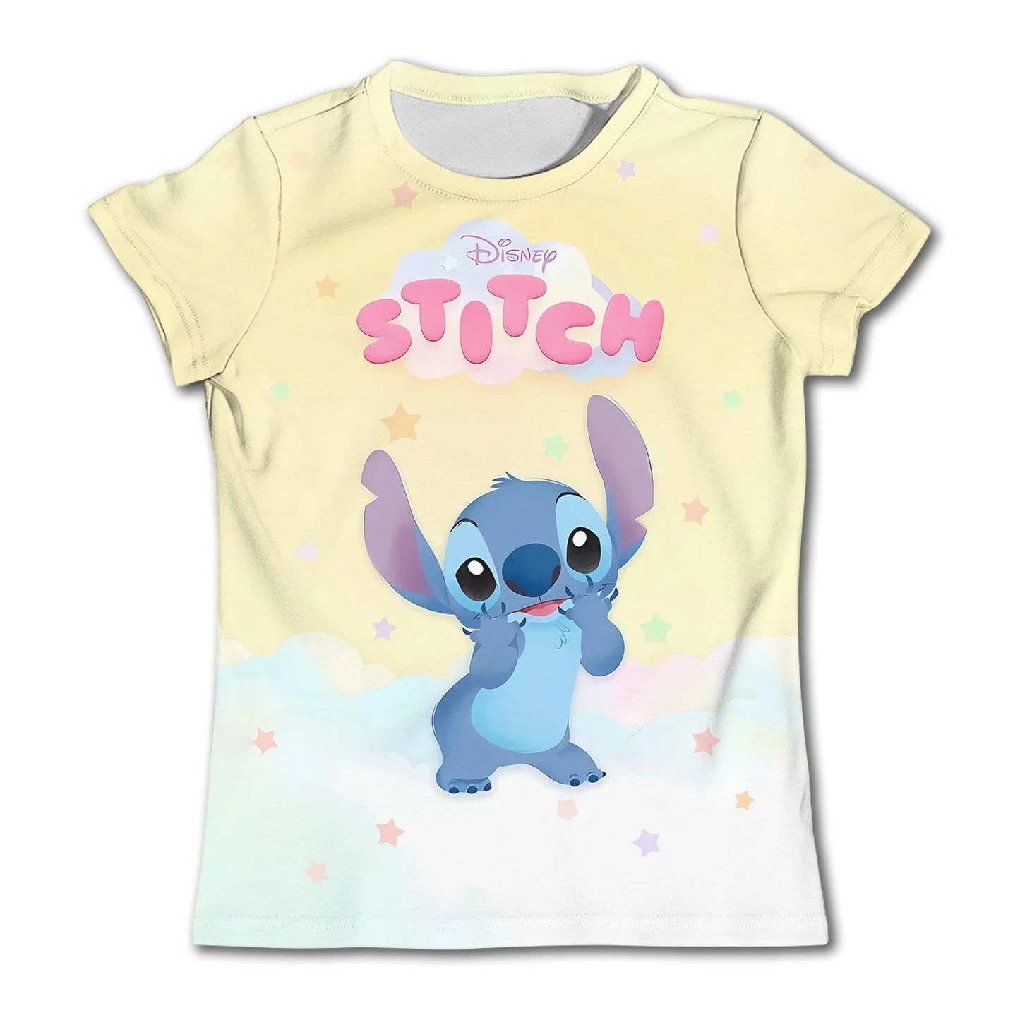 Cute Stitch printed girls T-shirt cartoon Disney children's short sleeved summer kids casual T shirts boy sports shirt quick dry - Slobuy