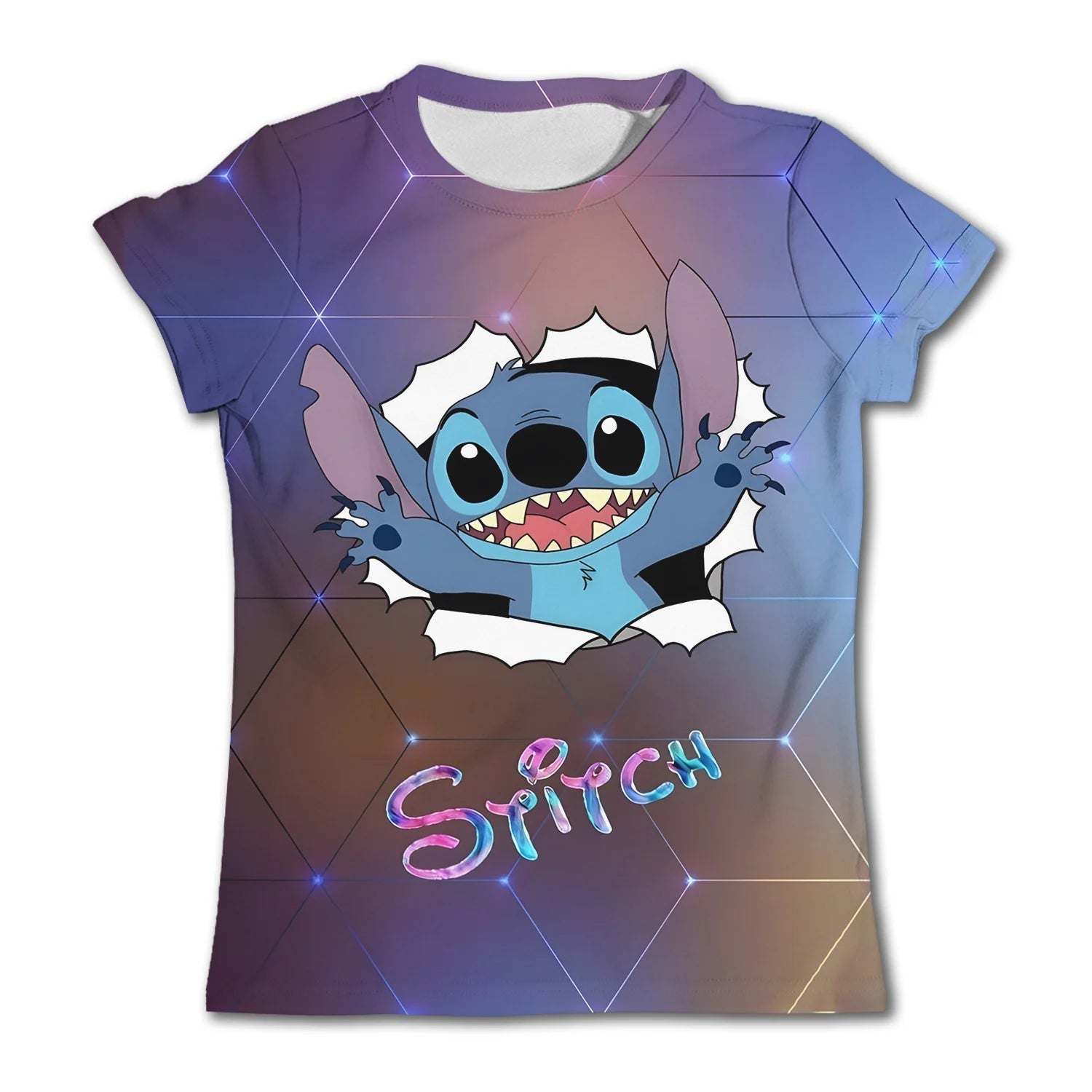 Cute Stitch printed girls T-shirt cartoon Disney children's short sleeved summer kids casual T shirts boy sports shirt quick dry - Slobuy