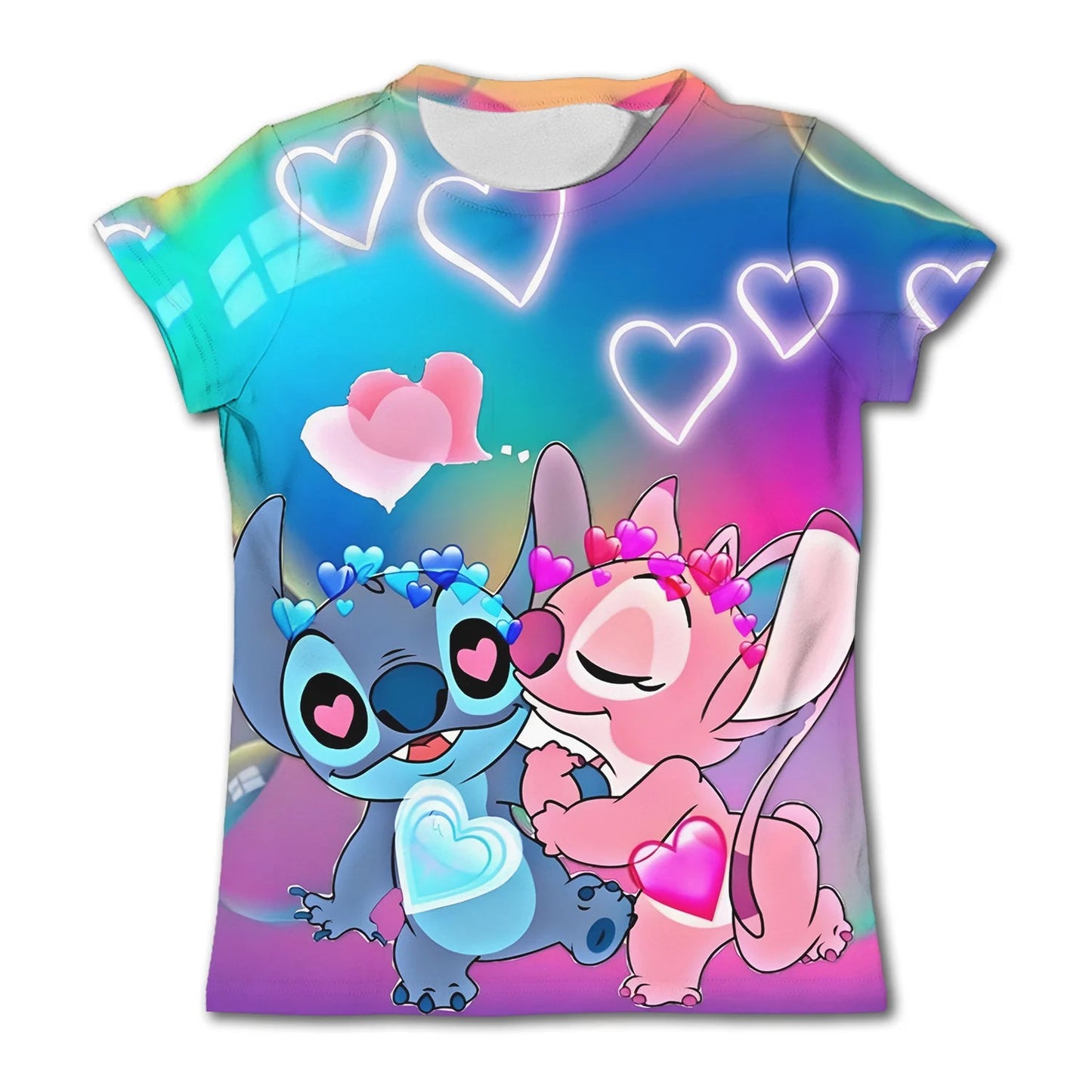 Cute Stitch printed girls T-shirt cartoon Disney children's short sleeved summer kids casual T shirts boy sports shirt quick dry - Slobuy
