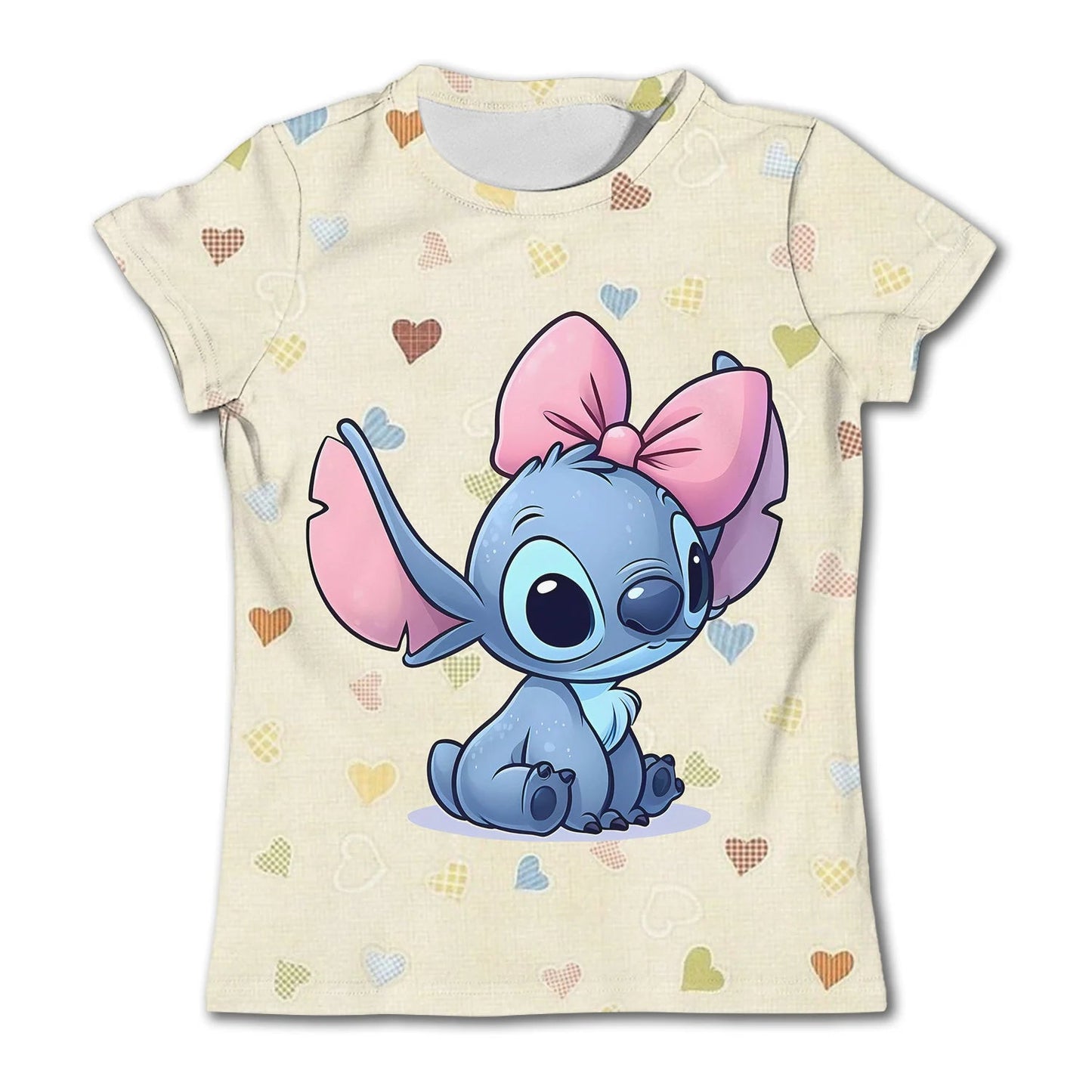 Cute Stitch printed girls T-shirt cartoon Disney children's short sleeved summer kids casual T shirts boy sports shirt quick dry - Slobuy