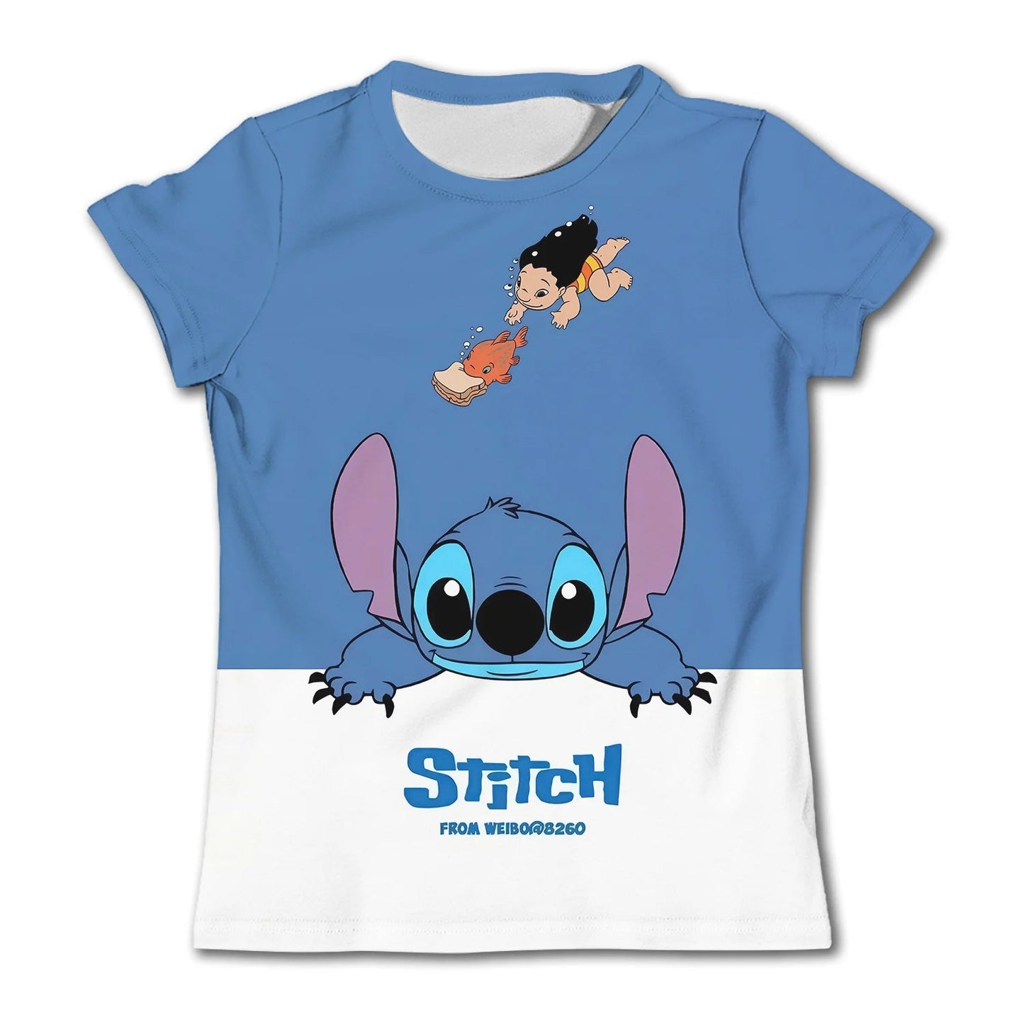 Cute Stitch printed girls T-shirt cartoon Disney children's short sleeved summer kids casual T shirts boy sports shirt quick dry - Slobuy
