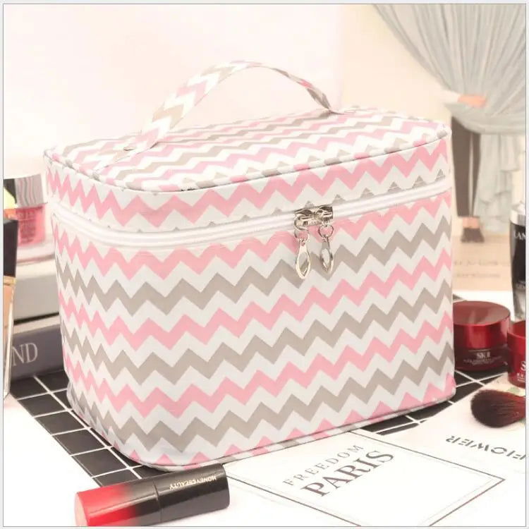 Cute Travel Portable Waterproof Large Capacity Makeup Storage Bag Geometric Pattern Polyester Material Unisex Urban Simple Style - Slobuy