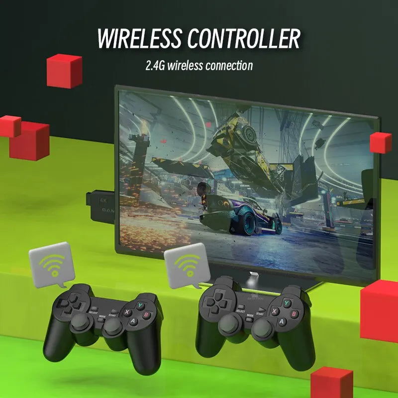 DATA FROG Retro Video Game Console 2.4G Wireless Console Game Stick 4k 10000 Games Portable Dendy Game Console for TV 20000 Game - Slobuy