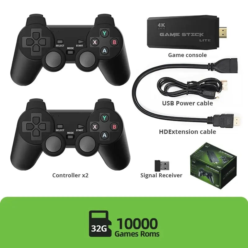 DATA FROG Retro Video Game Console 2.4G Wireless Console Game Stick 4k 10000 Games Portable Dendy Game Console for TV 20000 Game - Slobuy