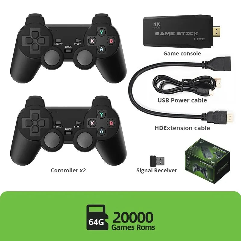 DATA FROG Retro Video Game Console 2.4G Wireless Console Game Stick 4k 10000 Games Portable Dendy Game Console for TV 20000 Game - Slobuy