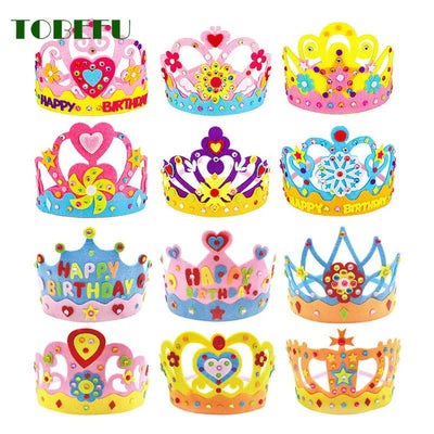DIY Crafts Toy Crown Creative Paper Sequins Flowers Stars Patterns Toys for Kids Children Kindergarten Art Party Decorations - Slobuy
