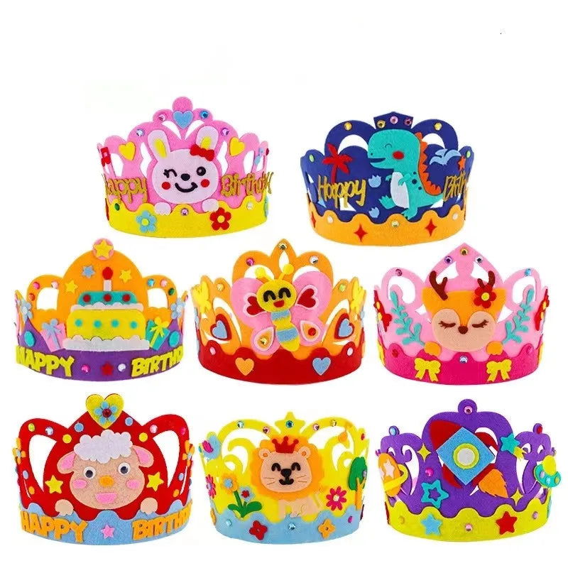 DIY Crafts Toy Crown Creative Paper Sequins Flowers Stars Patterns Toys for Kids Children Kindergarten Art Party Decorations - Slobuy