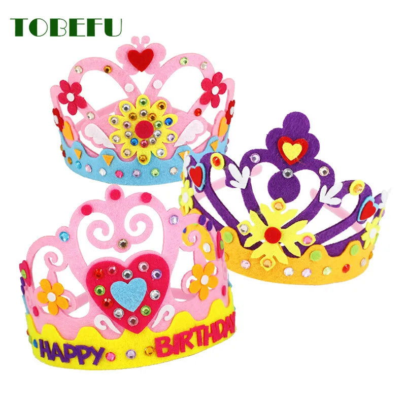 DIY Crafts Toy Crown Creative Paper Sequins Flowers Stars Patterns Toys for Kids Children Kindergarten Art Party Decorations - Slobuy