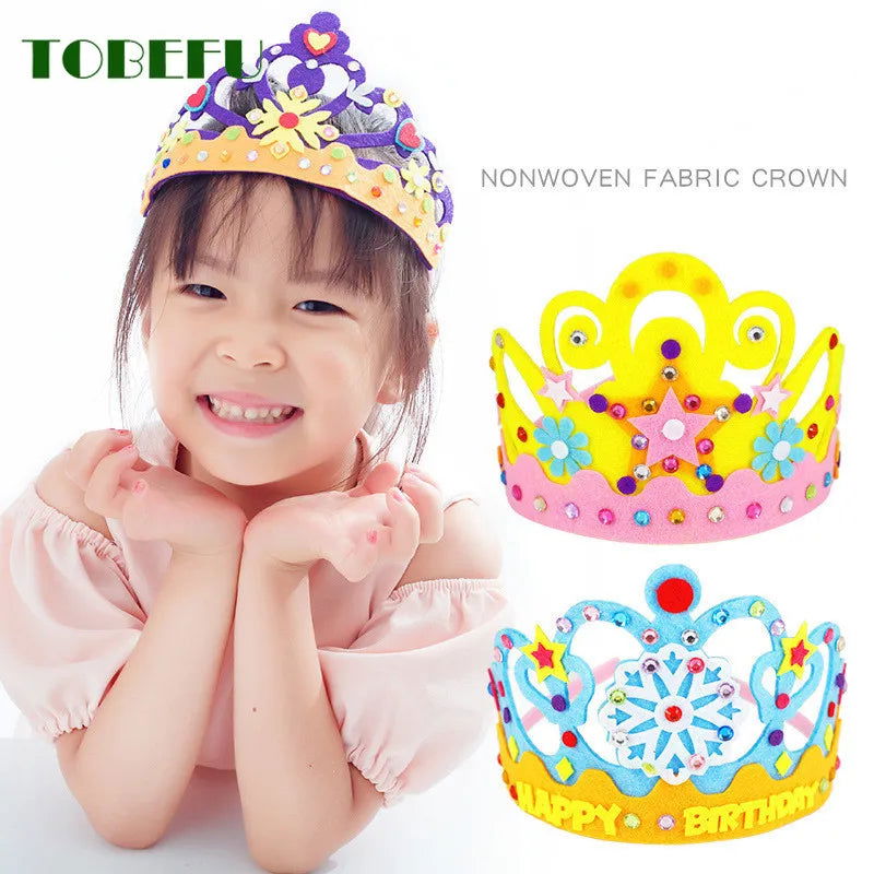 DIY Crafts Toy Crown Creative Paper Sequins Flowers Stars Patterns Toys for Kids Children Kindergarten Art Party Decorations - Slobuy