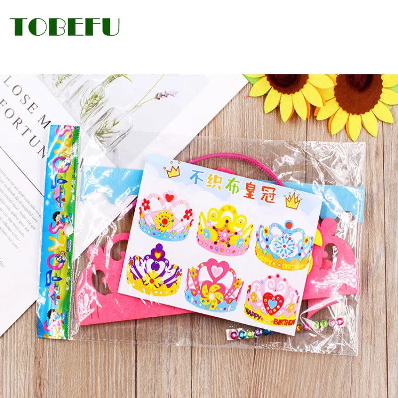 DIY Crafts Toy Crown Creative Paper Sequins Flowers Stars Patterns Toys for Kids Children Kindergarten Art Party Decorations - Slobuy