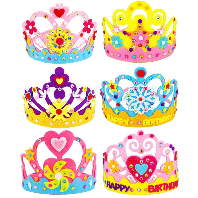 DIY Crafts Toy Crown Creative Paper Sequins Flowers Stars Patterns Toys for Kids Children Kindergarten Art Party Decorations - Slobuy