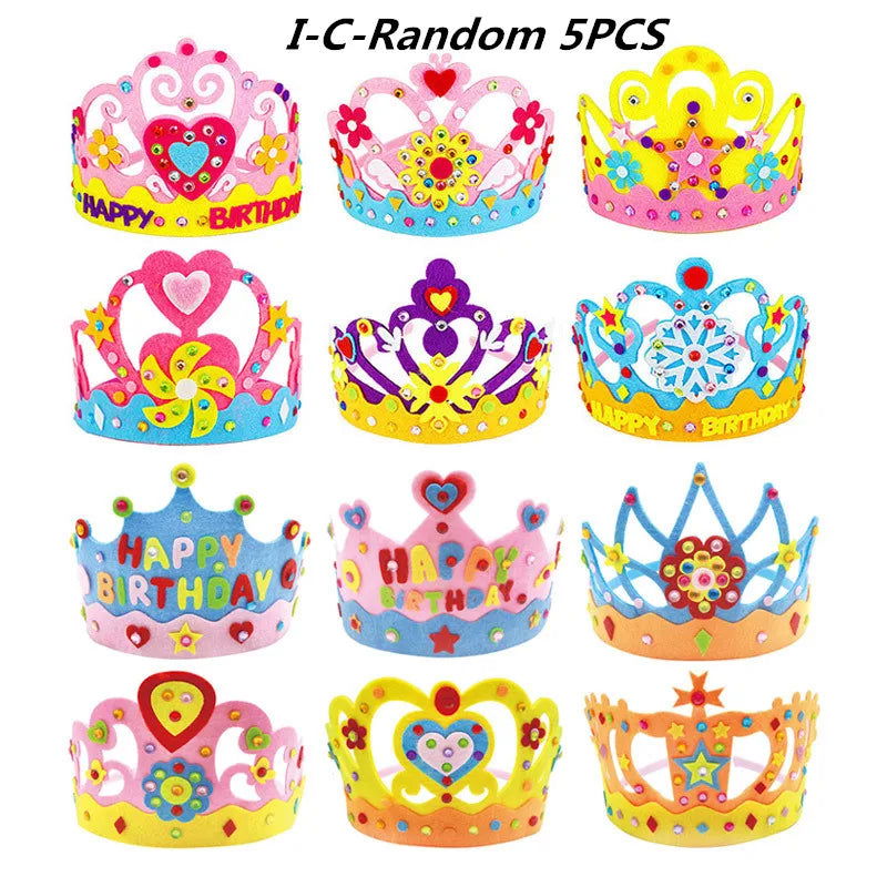 DIY Crafts Toy Crown Creative Paper Sequins Flowers Stars Patterns Toys for Kids Children Kindergarten Art Party Decorations - Slobuy