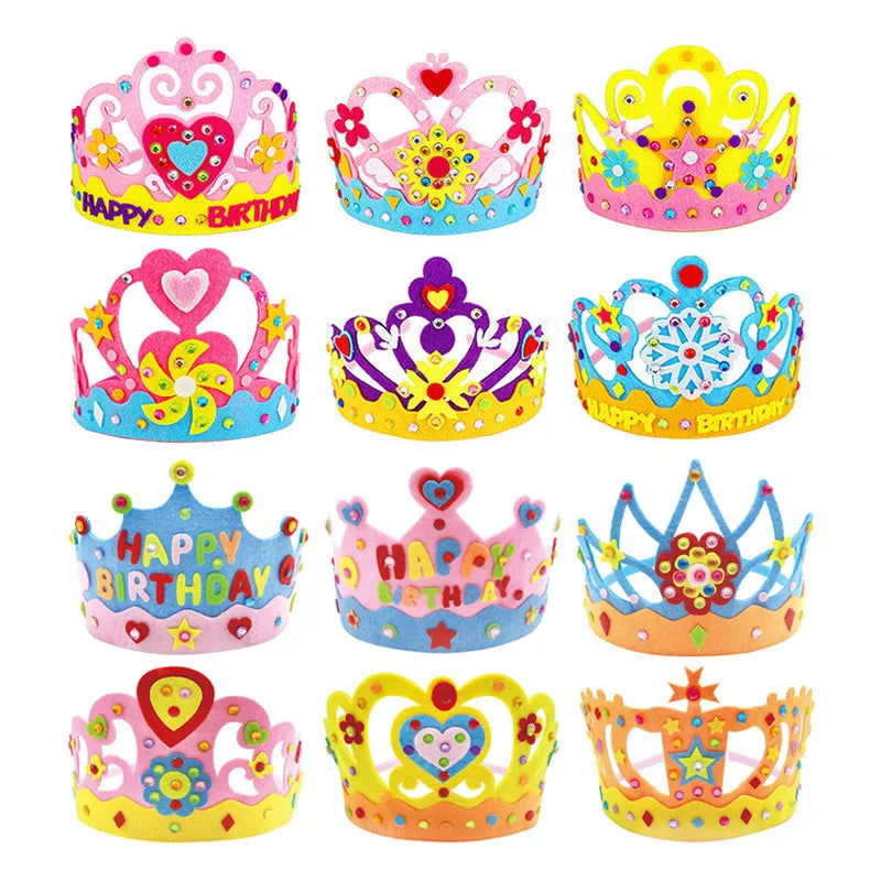 DIY Crafts Toy Crown Creative Paper Sequins Flowers Stars Patterns Toys for Kids Children Kindergarten Art Party Decorations - Slobuy