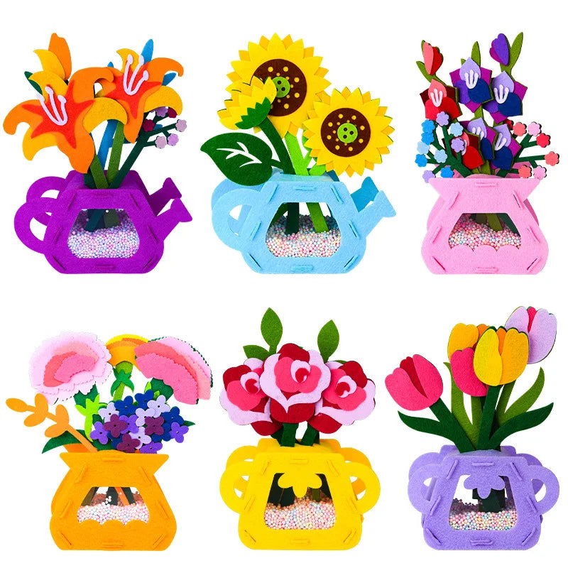 DIY Flower Toys Montessori Arts Crafts Non-weaving Handicrafts Flowerpot Toys for Kid Gift Early Preschool Educational Gift - Slobuy