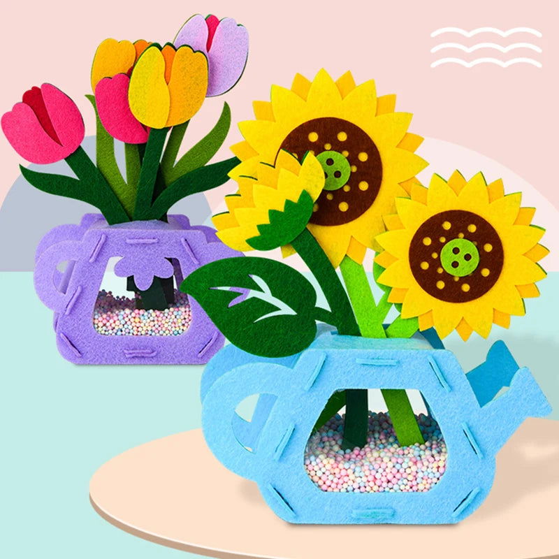 DIY Flower Toys Montessori Arts Crafts Non-weaving Handicrafts Flowerpot Toys for Kid Gift Early Preschool Educational Gift - Slobuy