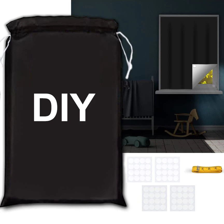 DIY Portable Travel Blackout Curtain Temporary For Living Room Home Window Non-perforated Black Cloth - Slobuy