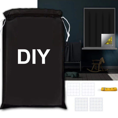 DIY Portable Travel Blackout Curtain Temporary For Living Room Home Window Non-perforated Black Cloth - Slobuy