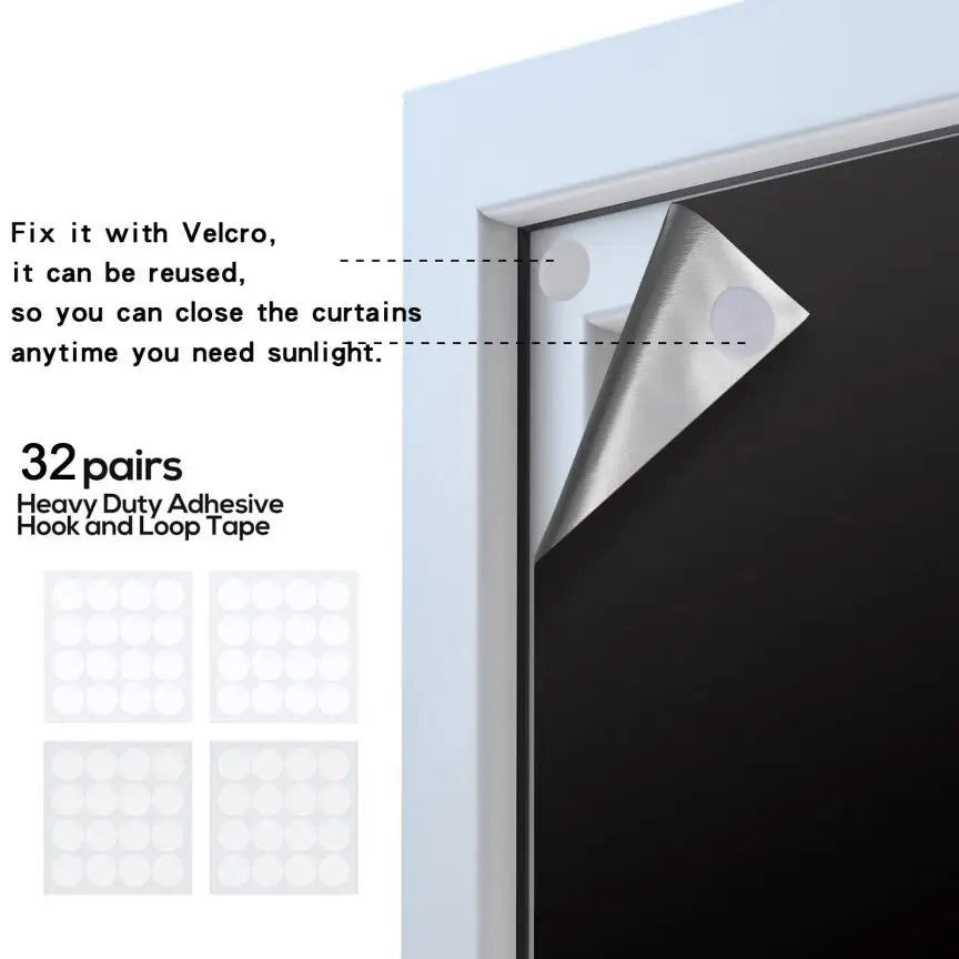 DIY Portable Travel Blackout Curtain Temporary For Living Room Home Window Non-perforated Black Cloth - Slobuy