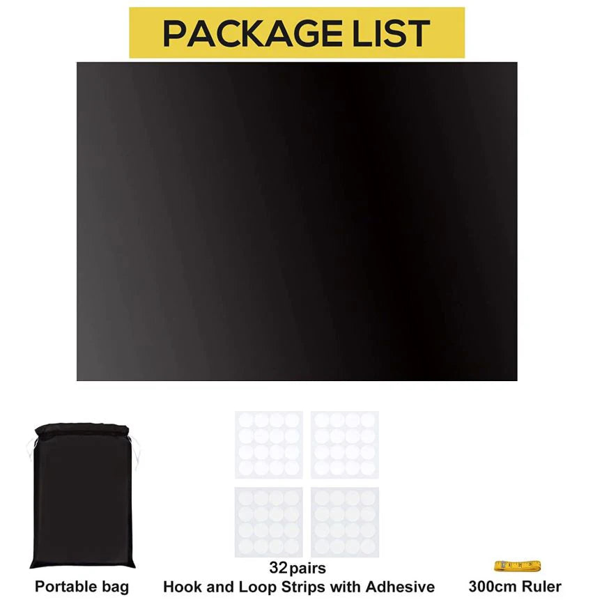 DIY Portable Travel Blackout Curtain Temporary For Living Room Home Window Non-perforated Black Cloth - Slobuy