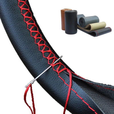 DIY Soft Fiber Leather Steering Wheel Covers Universal braid Car steering-wheel With Needles And Thread Interior accessories - Slobuy