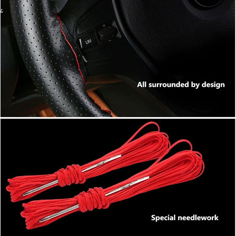 DIY Soft Fiber Leather Steering Wheel Covers Universal braid Car steering-wheel With Needles And Thread Interior accessories - Slobuy