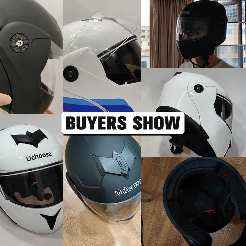 DOT Certification Uchoose Motorcycle Helmet Double Lens Cross Section Helmet Safety Modular Flip Helm Unisex Helmet With Visor - Slobuy