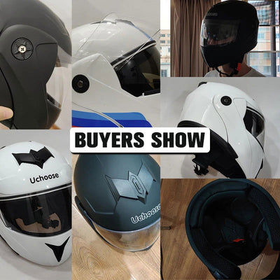 DOT Certification Uchoose Motorcycle Helmet Double Lens Cross Section Helmet Safety Modular Flip Helm Unisex Helmet With Visor - Slobuy