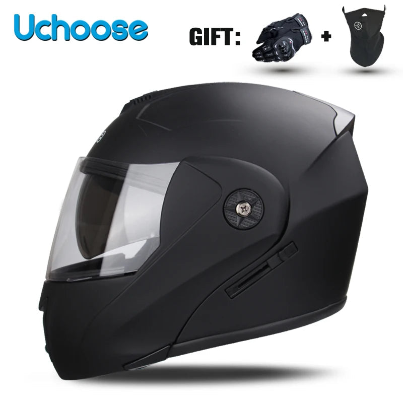 DOT Certification Uchoose Motorcycle Helmet Double Lens Cross Section Helmet Safety Modular Flip Helm Unisex Helmet With Visor - Slobuy