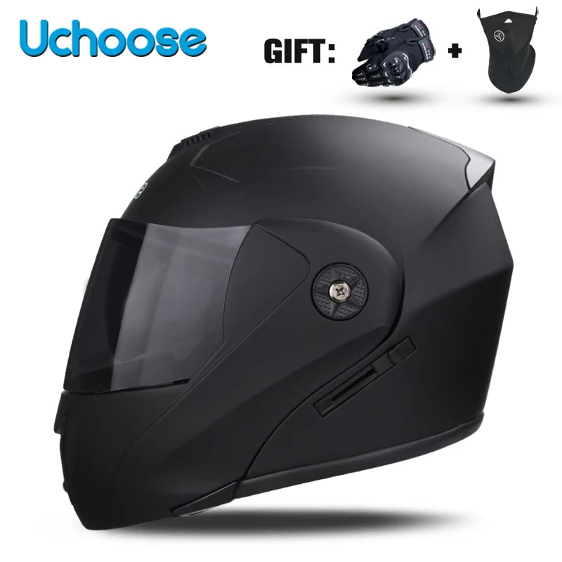 DOT Certification Uchoose Motorcycle Helmet Double Lens Cross Section Helmet Safety Modular Flip Helm Unisex Helmet With Visor - Slobuy