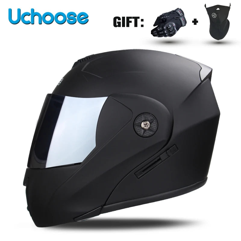 DOT Certification Uchoose Motorcycle Helmet Double Lens Cross Section Helmet Safety Modular Flip Helm Unisex Helmet With Visor - Slobuy