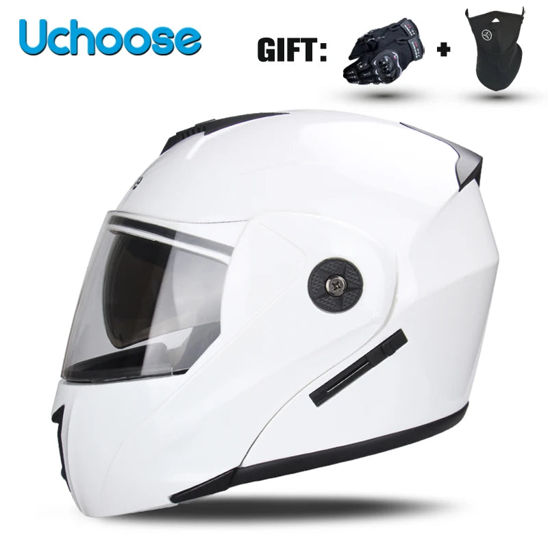 DOT Certification Uchoose Motorcycle Helmet Double Lens Cross Section Helmet Safety Modular Flip Helm Unisex Helmet With Visor - Slobuy