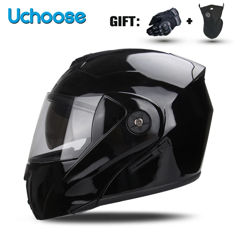 DOT Certification Uchoose Motorcycle Helmet Double Lens Cross Section Helmet Safety Modular Flip Helm Unisex Helmet With Visor - Slobuy