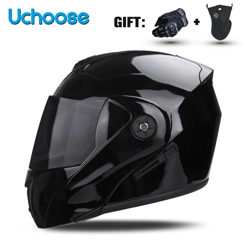 DOT Certification Uchoose Motorcycle Helmet Double Lens Cross Section Helmet Safety Modular Flip Helm Unisex Helmet With Visor - Slobuy