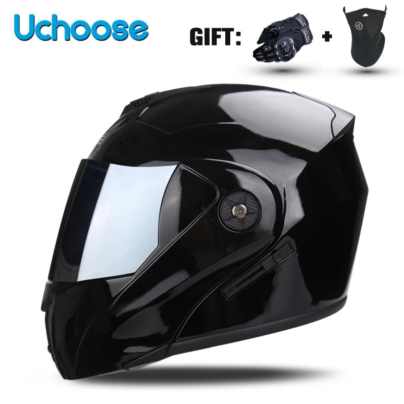 DOT Certification Uchoose Motorcycle Helmet Double Lens Cross Section Helmet Safety Modular Flip Helm Unisex Helmet With Visor - Slobuy