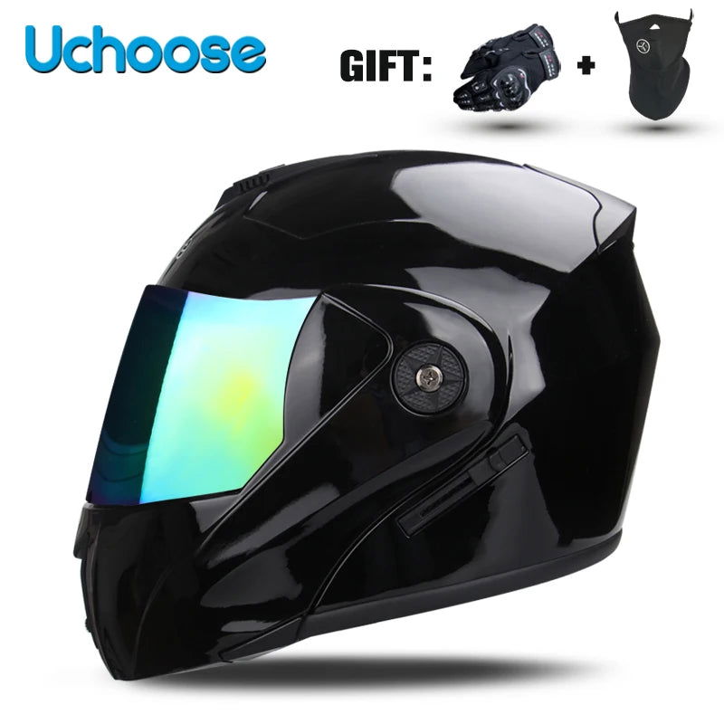 DOT Certification Uchoose Motorcycle Helmet Double Lens Cross Section Helmet Safety Modular Flip Helm Unisex Helmet With Visor - Slobuy
