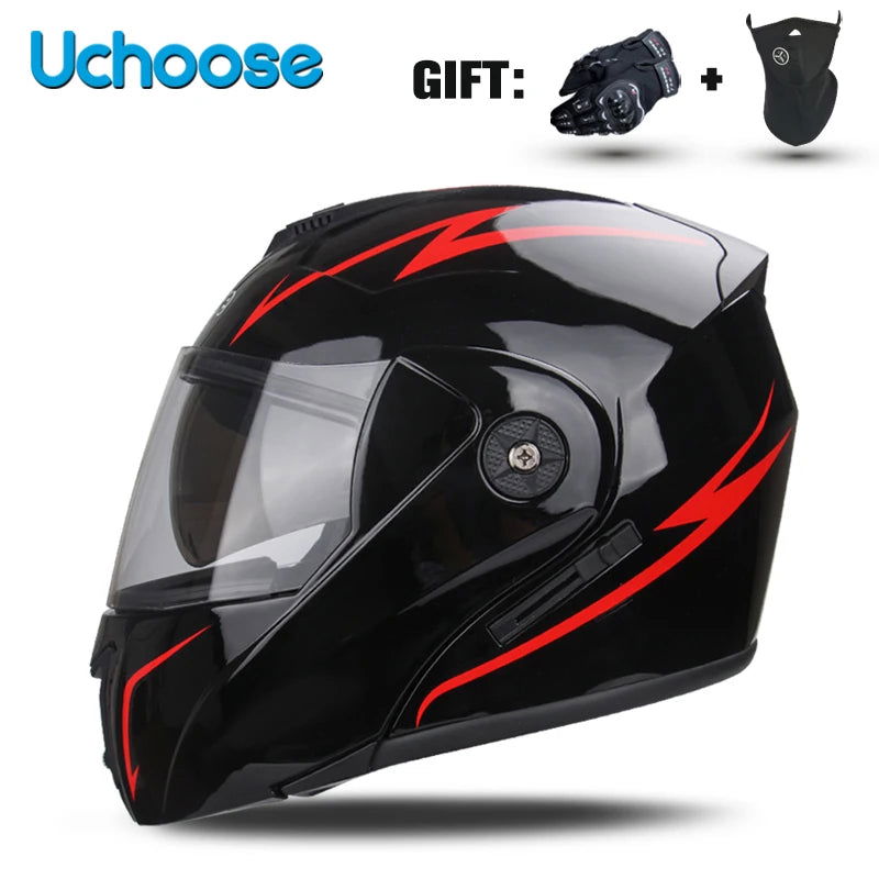 DOT Certification Uchoose Motorcycle Helmet Double Lens Cross Section Helmet Safety Modular Flip Helm Unisex Helmet With Visor - Slobuy