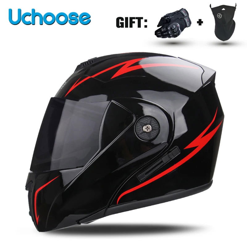 DOT Certification Uchoose Motorcycle Helmet Double Lens Cross Section Helmet Safety Modular Flip Helm Unisex Helmet With Visor - Slobuy