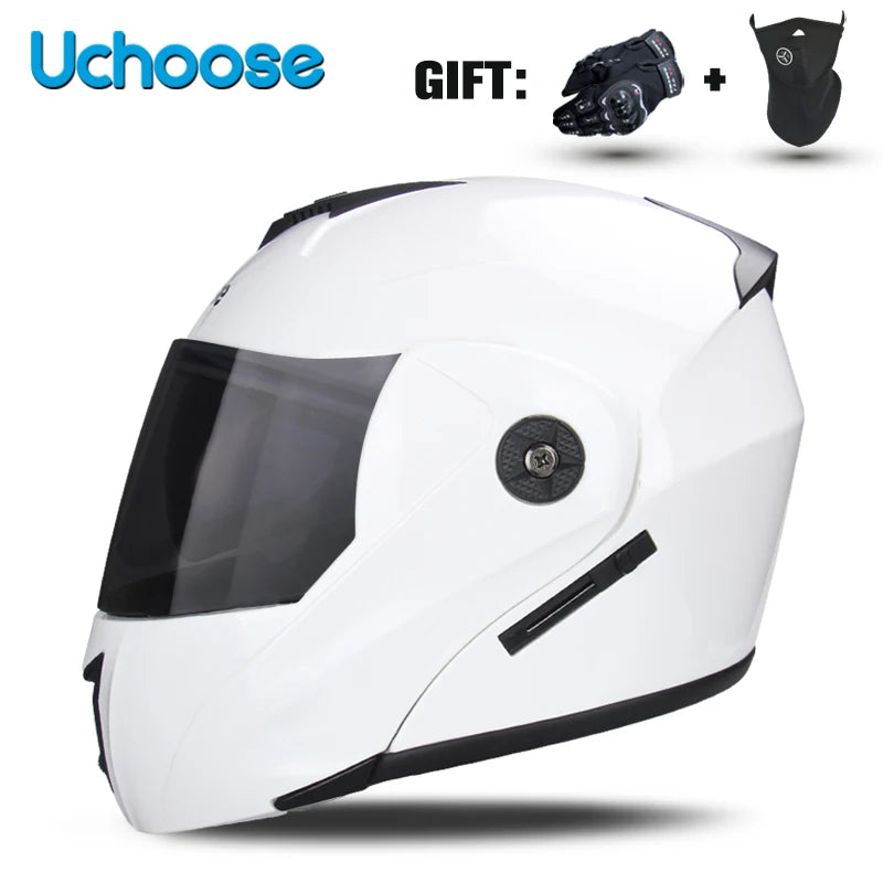 DOT Certification Uchoose Motorcycle Helmet Double Lens Cross Section Helmet Safety Modular Flip Helm Unisex Helmet With Visor - Slobuy