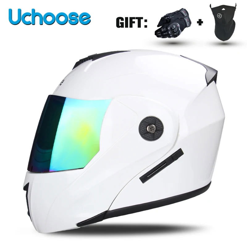 DOT Certification Uchoose Motorcycle Helmet Double Lens Cross Section Helmet Safety Modular Flip Helm Unisex Helmet With Visor - Slobuy