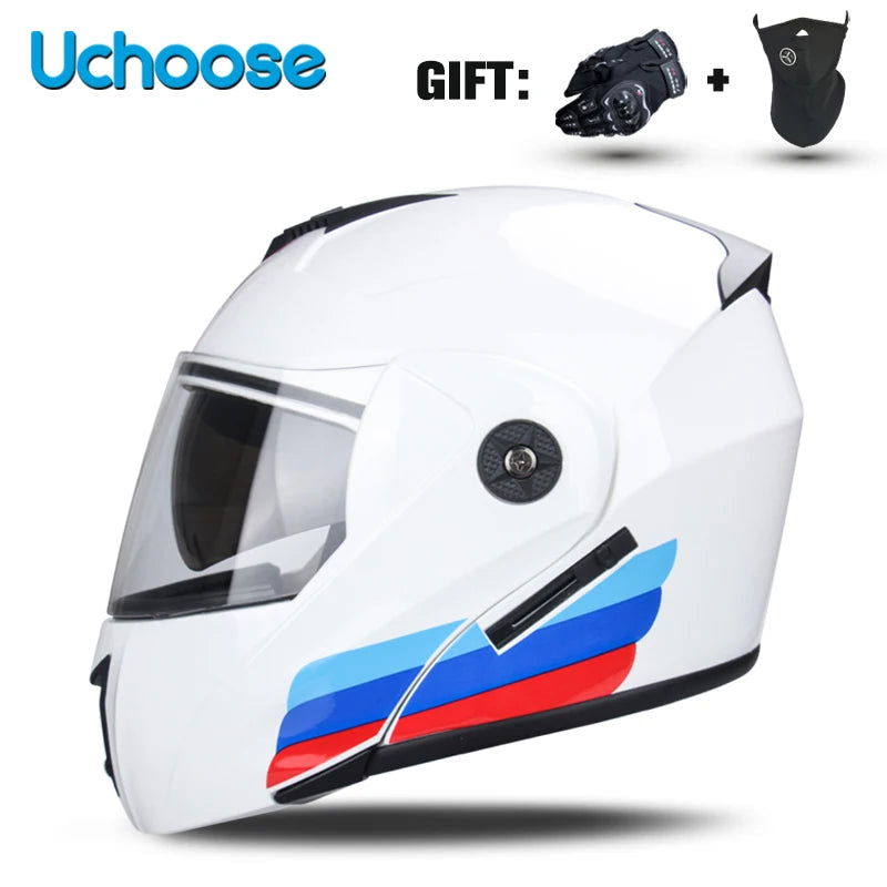 DOT Certification Uchoose Motorcycle Helmet Double Lens Cross Section Helmet Safety Modular Flip Helm Unisex Helmet With Visor - Slobuy