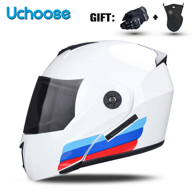 DOT Certification Uchoose Motorcycle Helmet Double Lens Cross Section Helmet Safety Modular Flip Helm Unisex Helmet With Visor - Slobuy