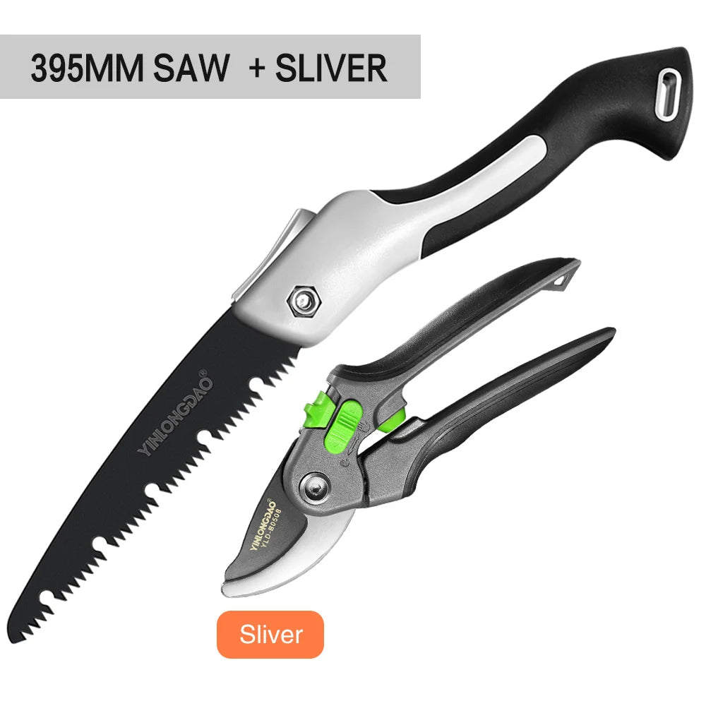 DTBD Plant Trim Horticulture Pruner Cut Secateur Shrub Garden Scissor Tool Branch Shear Orchard Pruning Shears Folding Saw Set - Slobuy
