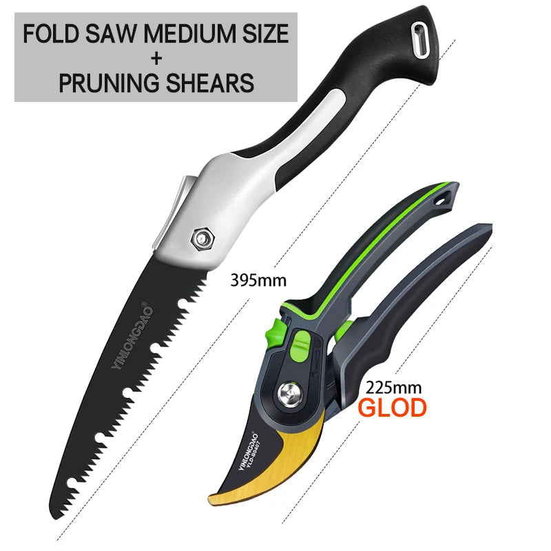 DTBD Plant Trim Horticulture Pruner Cut Secateur Shrub Garden Scissor Tool Branch Shear Orchard Pruning Shears Folding Saw Set - Slobuy