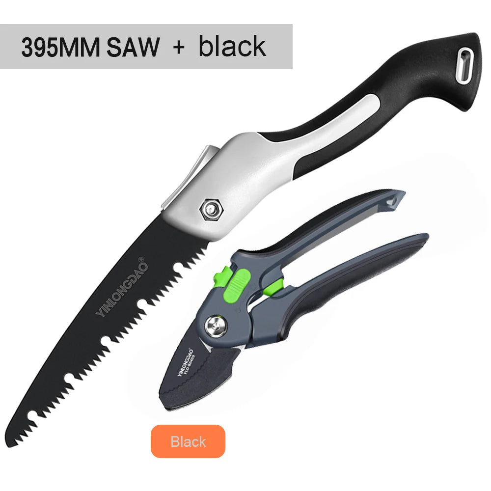 DTBD Plant Trim Horticulture Pruner Cut Secateur Shrub Garden Scissor Tool Branch Shear Orchard Pruning Shears Folding Saw Set - Slobuy