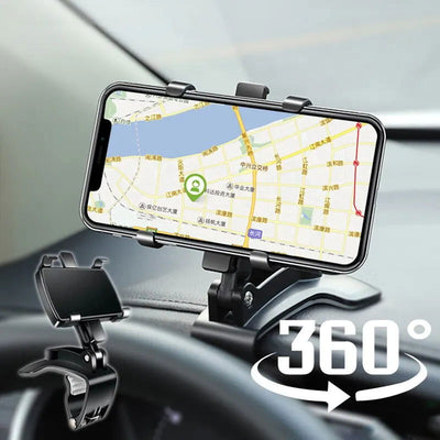 Dashboard Car Phone Holder 360 Degree Rotation Phone Mount with Rubber Gripper Universal Car Smartphone Bracket for Navigation - Slobuy