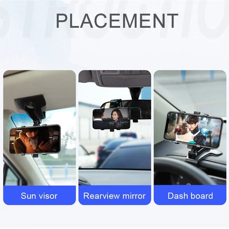 Dashboard Car Phone Holder 360 Degree Rotation Phone Mount with Rubber Gripper Universal Car Smartphone Bracket for Navigation - Slobuy