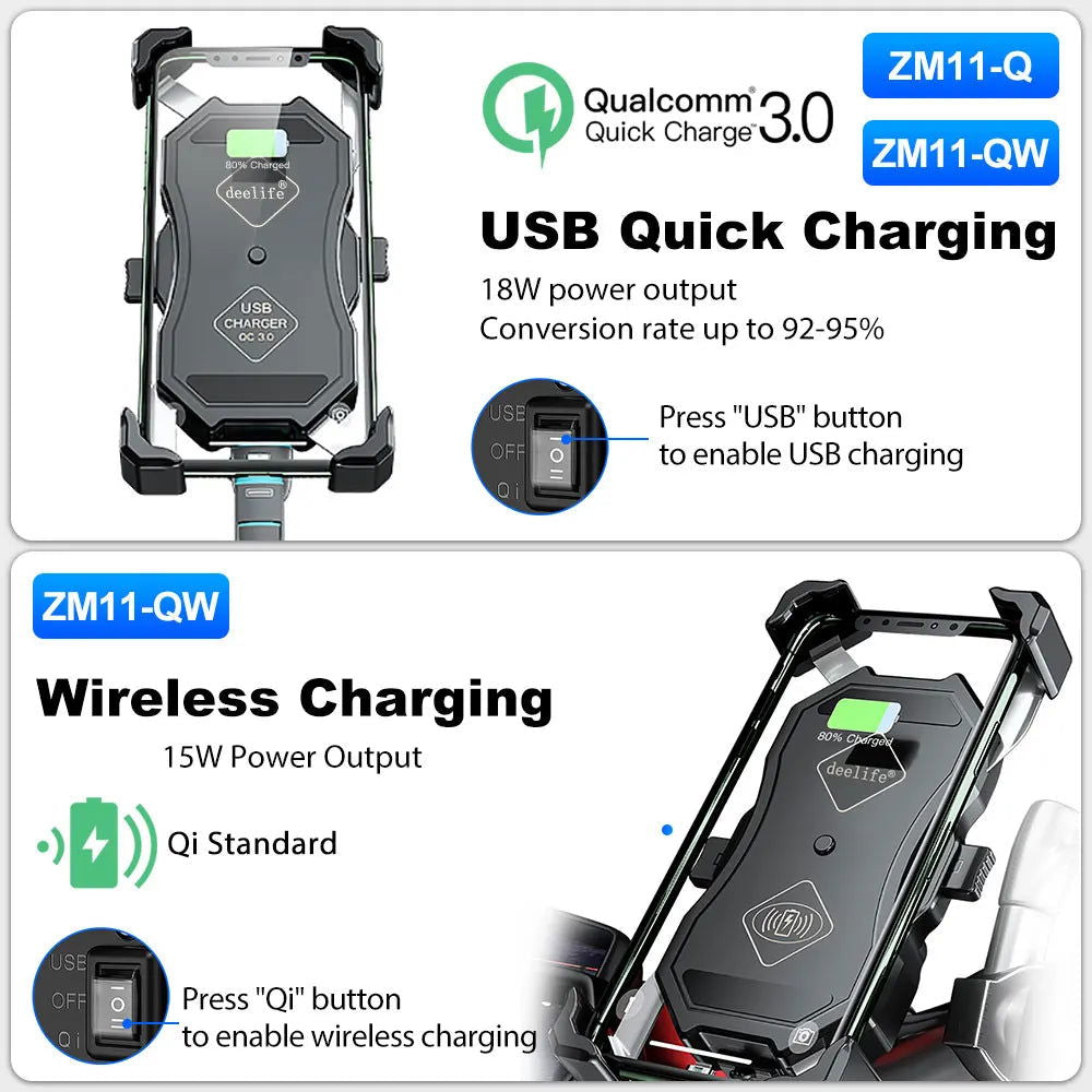 Deelife Motorbike Motorcycle Phone Holder Wireless Charging for Moto X-Grip Telephone Support Cell Mobile Stand Smartphone Mount - Slobuy