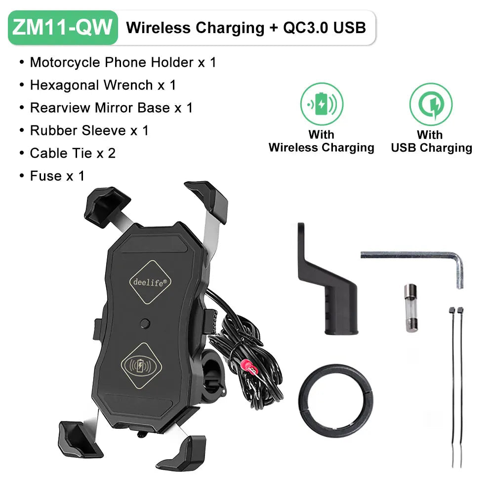 Deelife Motorbike Motorcycle Phone Holder Wireless Charging for Moto X-Grip Telephone Support Cell Mobile Stand Smartphone Mount - Slobuy